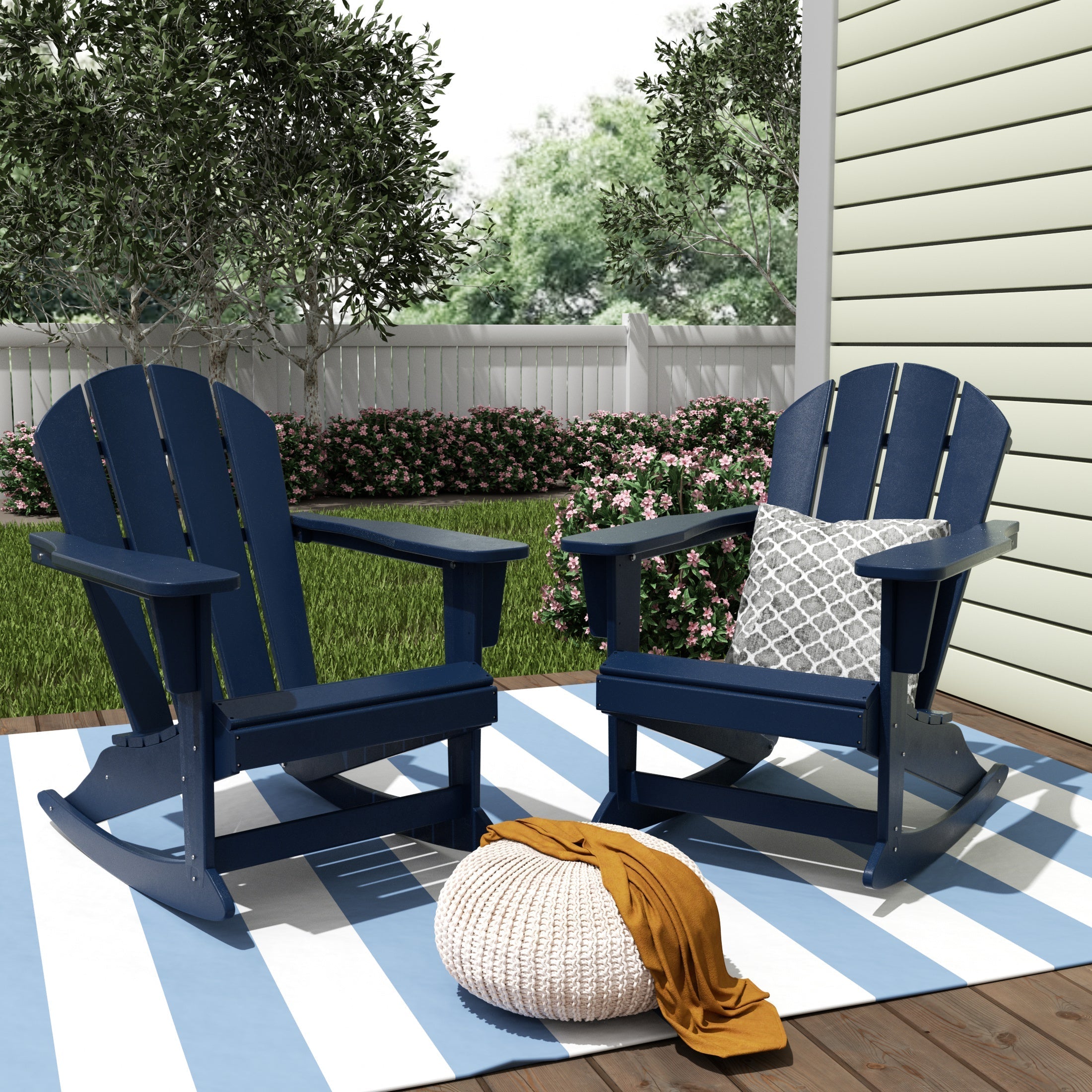  Westin Furniture Outdoor Patio Porch Rocking Adirondack Chair, Set of 2 - Pacific Blue - Bonton