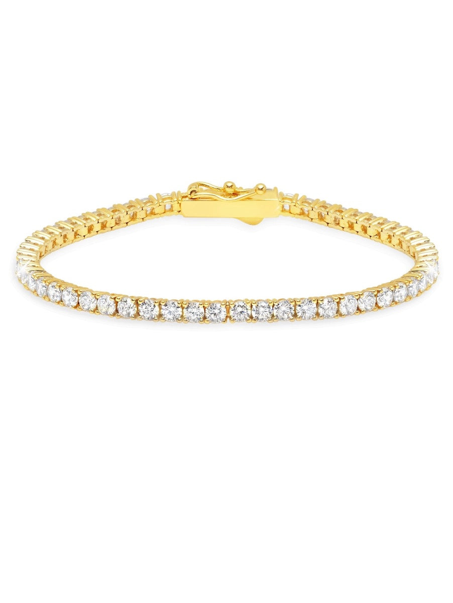  CRISLU Classic Medium Brilliant Tennis Bracelet Finished in 18kt Yellow Gold - XX - Bonton