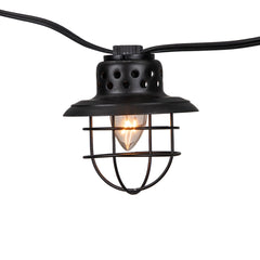 10-Count Black Caged Fisherman Lantern Patio String Light Set - 9' Black Wire