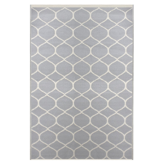 4' X 6' Gray and Beige Honeycomb Pattern Rectangular Outdoor Area Rug