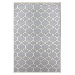 4' X 6' Gray and Beige Honeycomb Pattern Rectangular Outdoor Area Rug