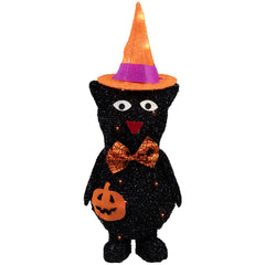 24" Lighted Black Cat in Witch's Hat Outdoor Halloween Decoration