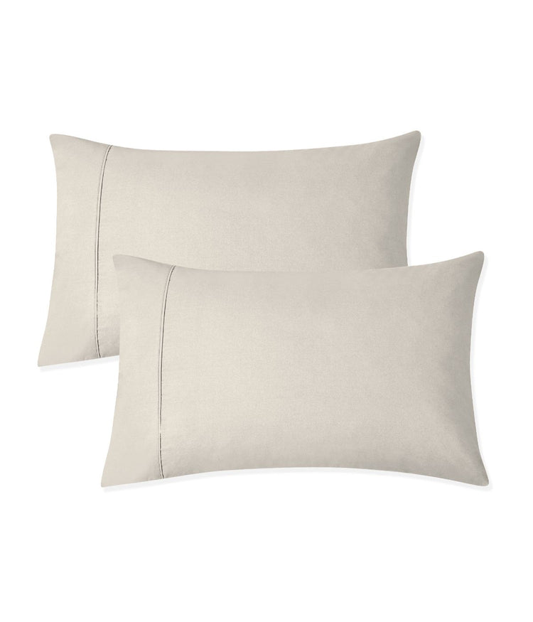 Organic Cotton 300TC Percale Pillowcases Set of 2 Ivory