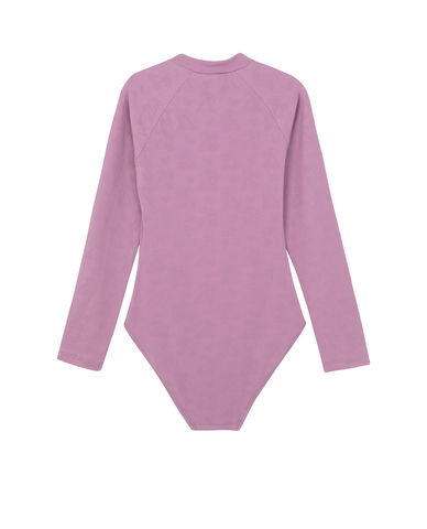 Palm Party Textured Long Sleeve Zip Front One Piece