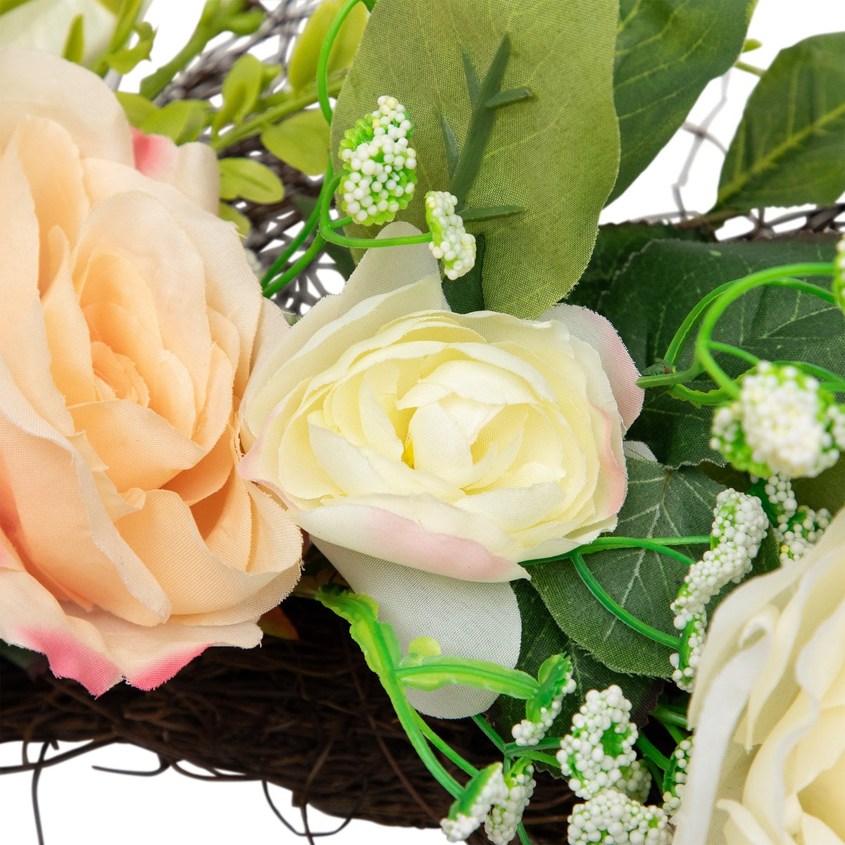  Northlight Rose and Foliage Artificial Spring Wreath - 24-Inch  Unlit - Default Title - Bonton