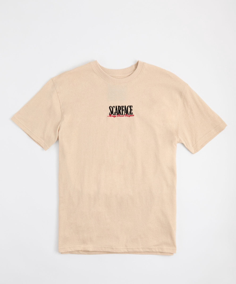  Reason Clothing Scarface Logo Back Print Short Sleeve Tee - KHAKI - Bonton