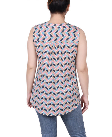 Sleeveless Pintucked Blouse