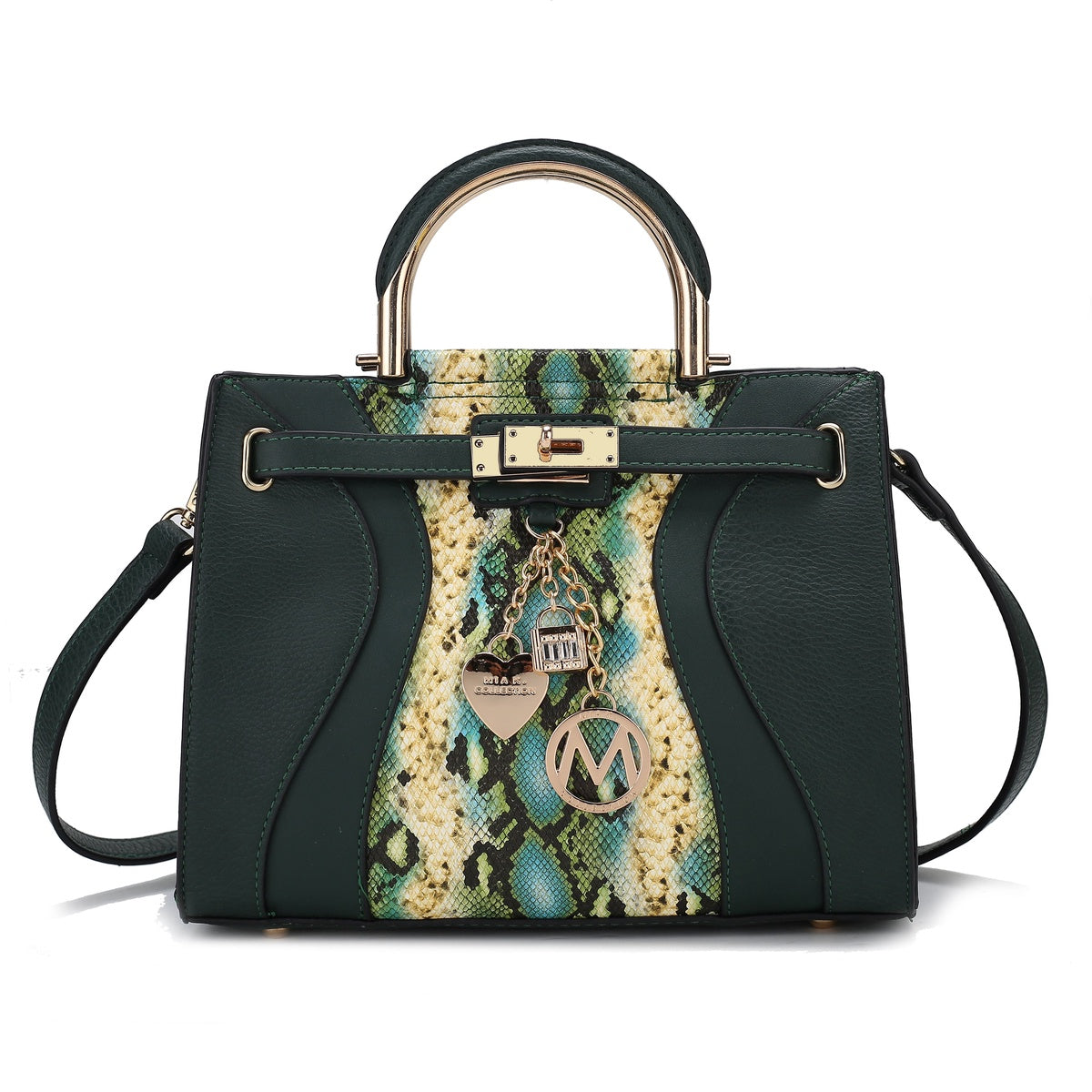  MKF Collection Cassia Snake Embossed Vegan Leather Womens Satchel Handbag - Snake Black - Bonton