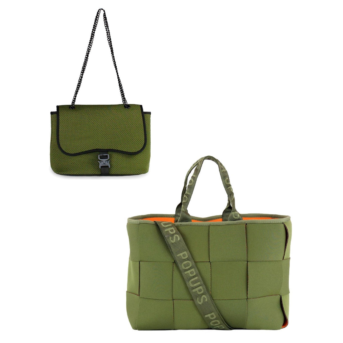  Pop Ups Brand Icon Tote + Flap Crossbody - Safari Green - Default Title - Bonton