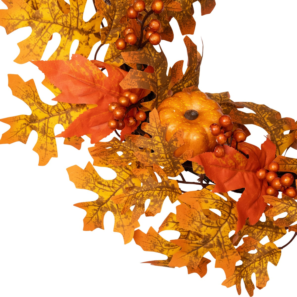  Northlight Autumn Leaves  Pumpkins and Berries Artificial Thanksgiving Wreath  22-Inch  Unlit - Default Title - Bonton