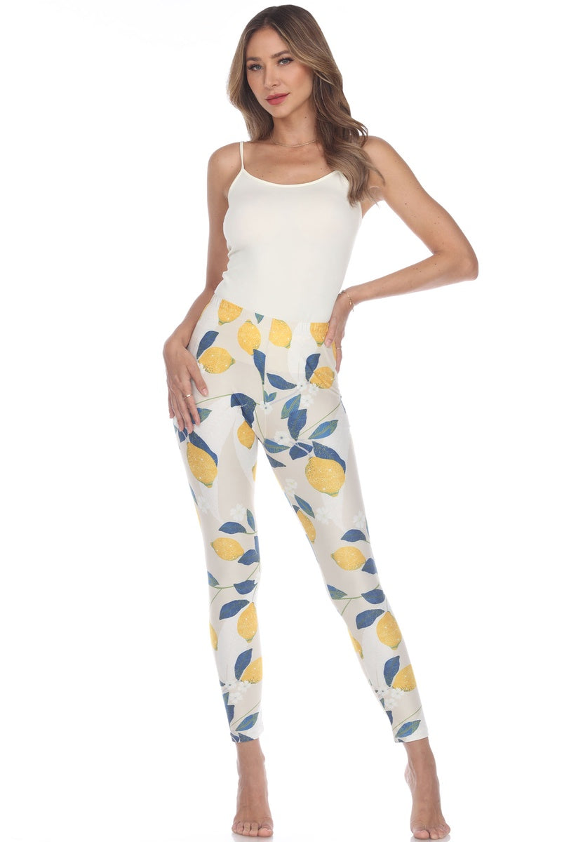  White Mark Super Soft Tropical Printed Leggings - one size - Bonton