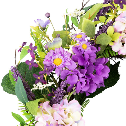 Hydrangea and Foliage Spring Floral Twig Wreath  Purple 26"