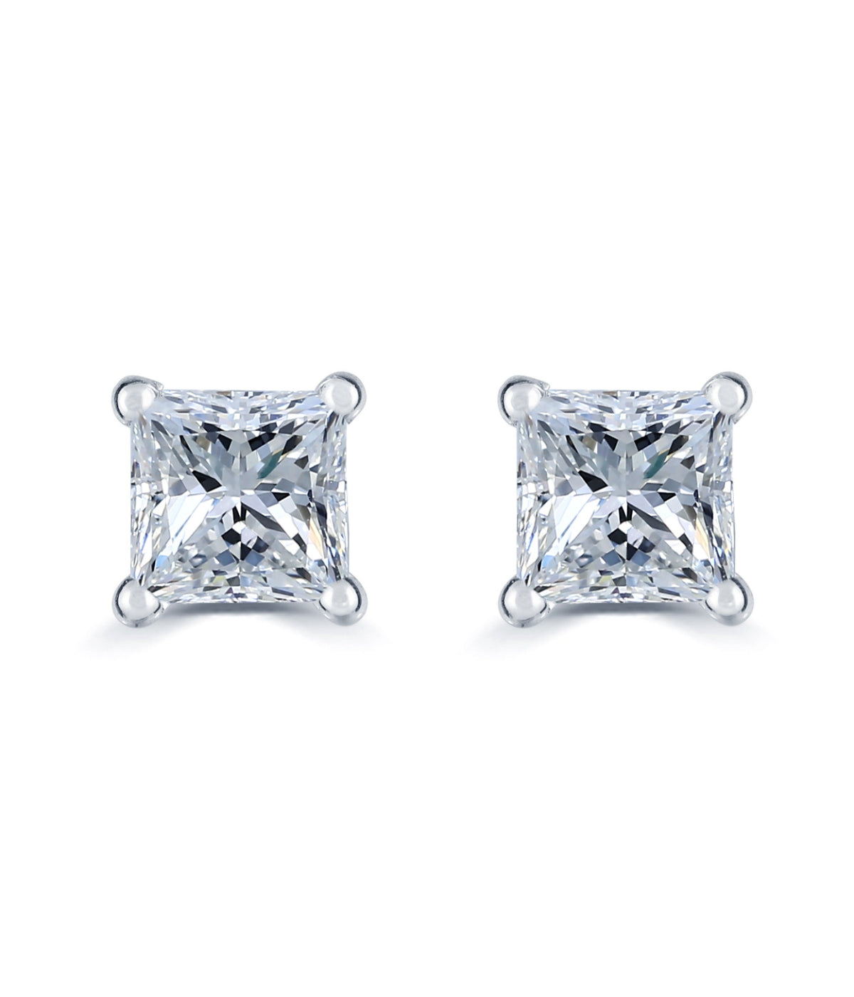  Kgs Jewels Inc 1/5 CTW Certified Princess Cut Diamond Solitaire Stud Earrings in 14K Gold with Screw Back (J/I1) - White - Bonton