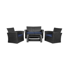 4-Piece Outdoor Patio Conversation Sofa Set with Cushions