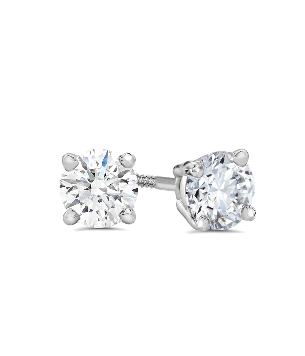  Kgs Jewels Inc 1/5 CTW Natural Diamond Solitaire Stud Earrings Set in 14K Gold with Screw Back (J/VS1-VS2) - White - Bonton