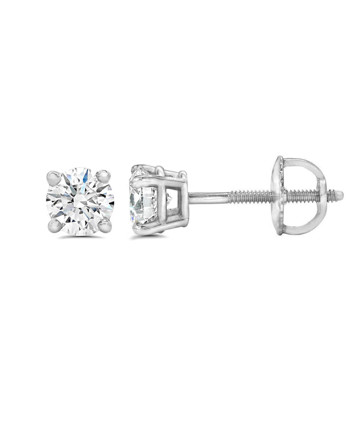  Kgs Jewels Inc 1/5 CTW Natural Diamond Solitaire Stud Earrings Set in 14K Gold with Screw Back (J/VS1-VS2) - White - Bonton