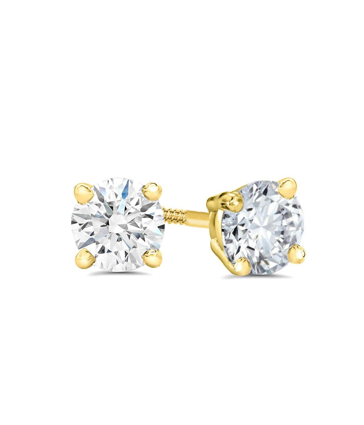  Kgs Jewels Inc 1/5 CTW Certified Diamond Stud Earrings in 14K Gold with Screw Back (J/I1-I2) - Yellow - Bonton