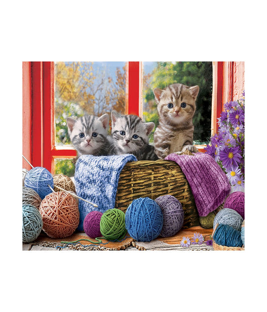 Knittin' Kittens Large Pieces Puzzle: 500 Pcs Multi