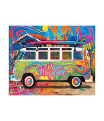 VW Wave Hopper Collectible Bus-Shaped Tin Puzzle: 550 Pcs Multi