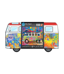 VW Wave Hopper Collectible Bus-Shaped Tin Puzzle: 550 Pcs Multi