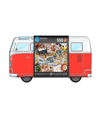 VW Road Trips Collectible Bus-Shaped Tin Puzzle: 550 Pcs Multi