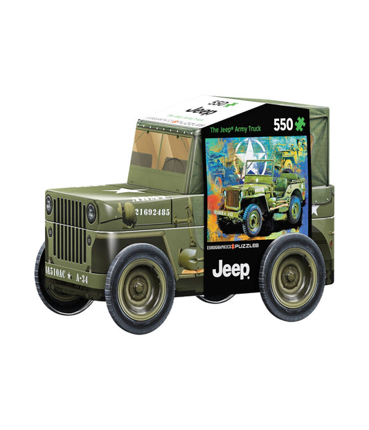 The Jeep Army Truck Collectible Shaped Tin Puzzle: 550 Pcs Multi