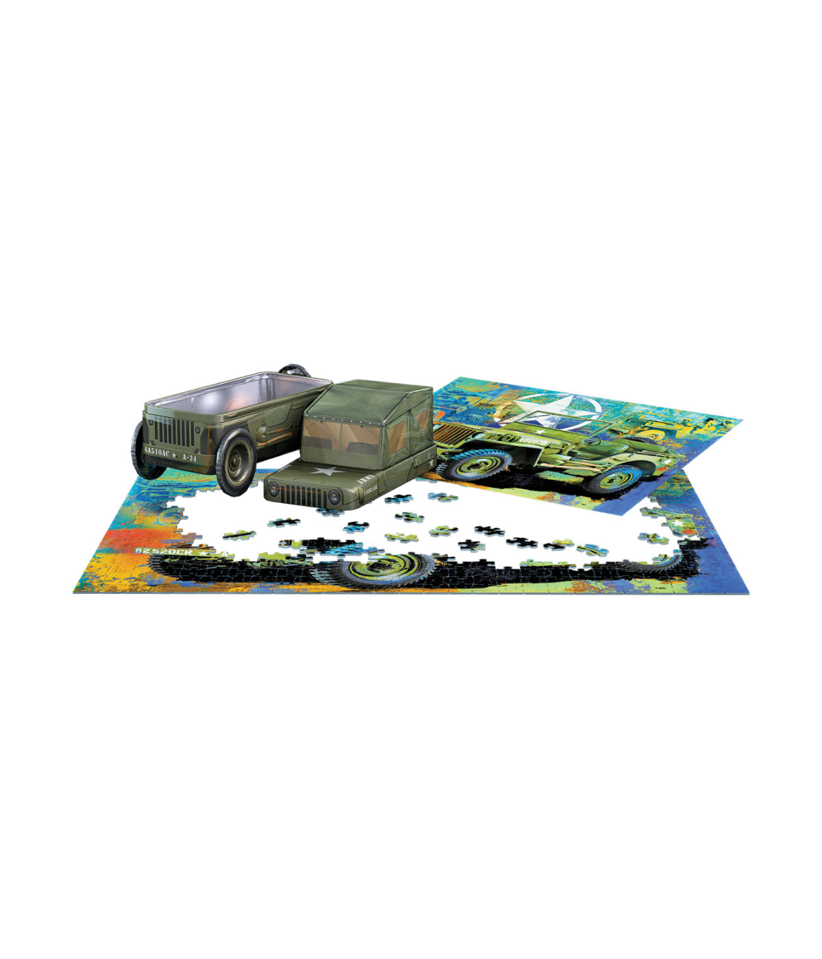  The Jeep Army Truck Collectible Shaped Tin Puzzle: 550 Pcs Multi - Multi - Bonton