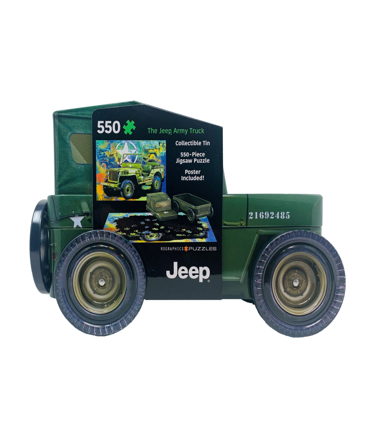  The Jeep Army Truck Collectible Shaped Tin Puzzle: 550 Pcs Multi - Multi - Bonton