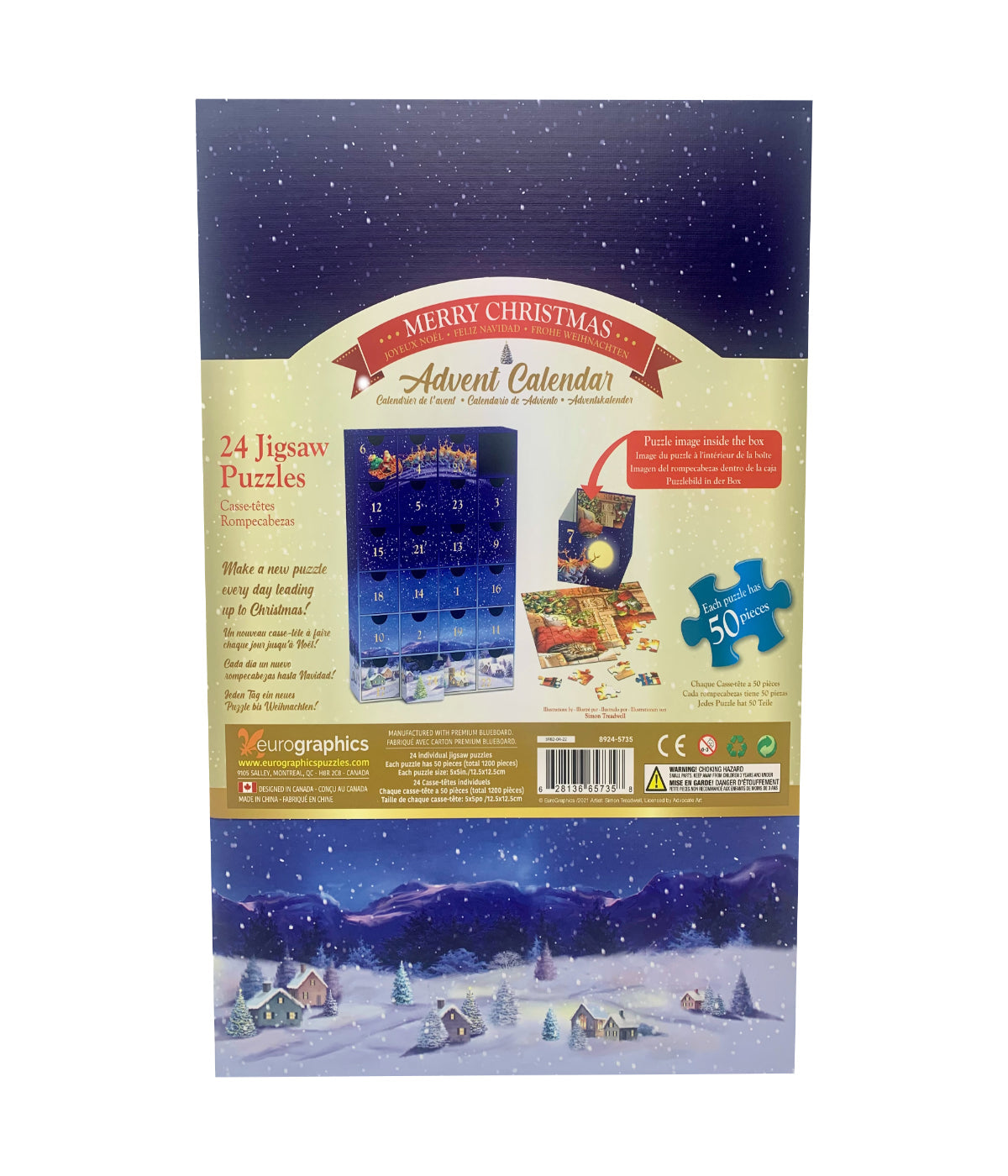 Merry Christmas Advent Calendar - 24 Jigsaw Puzzles: 24 x 50 Pcs Multi