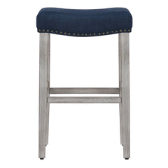 29" Upholstered Antique Gray Bar Stool, Set of 2