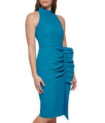 Bodycon Dress, Halter Sheath With Ruffle Skirt Jade