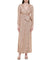 Long Sleeve Surplice Wrap Sequin Gown With Bow Champagne