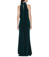 Sleeveless Mock Neck Blouson Gown Hunter