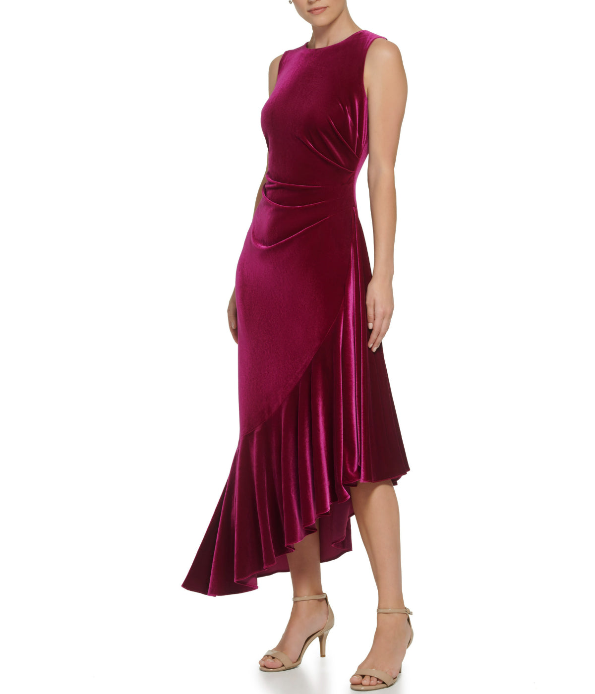 Eliza J Sleeveless Cocktail Midi W/ Ruffle Fuschia - Fuschia Bonton Eliza J Sleeveless Cocktail Midi W/ Ruffle Fuschia - Fuschia Bonton