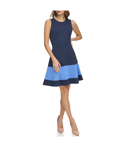 Eliza J Sleeveless Fit & Flare Dress Navy Multi - Navy Multi Bonton Eliza J Sleeveless Fit & Flare Dress Navy Multi - Navy Multi Bonton