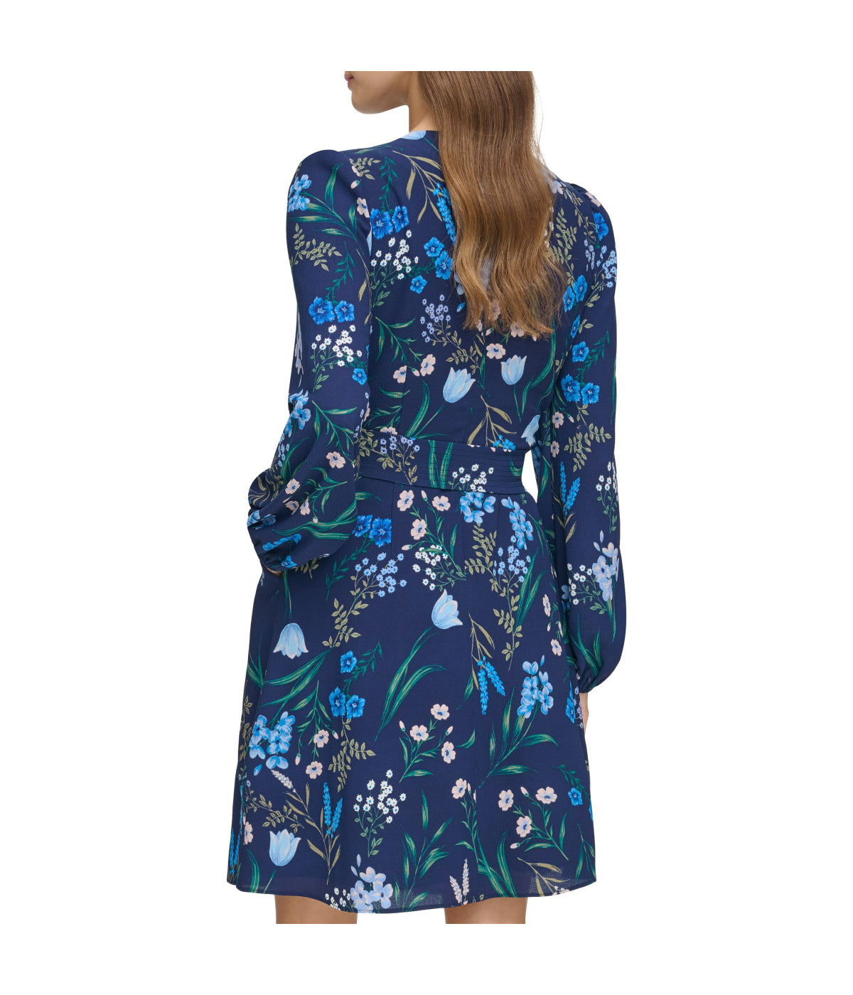 Eliza J Jewel Neck Long Sleeve Fit & Flare With Trapunto Belt Navy - Navy Bonton Eliza J Jewel Neck Long Sleeve Fit & Flare With Trapunto Belt Navy - Navy Bonton