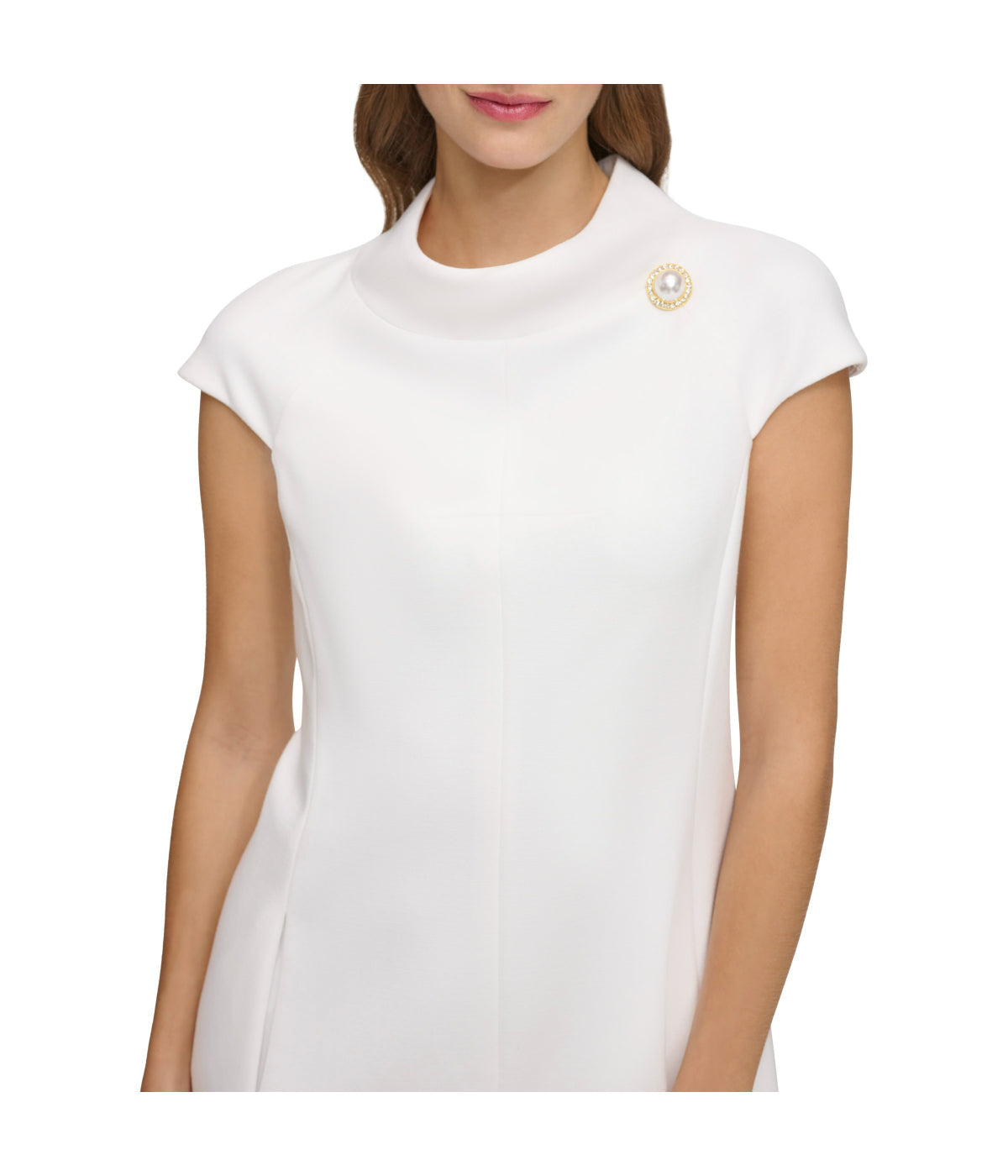 Cap Sleeve Roll Neck Shift Ivory