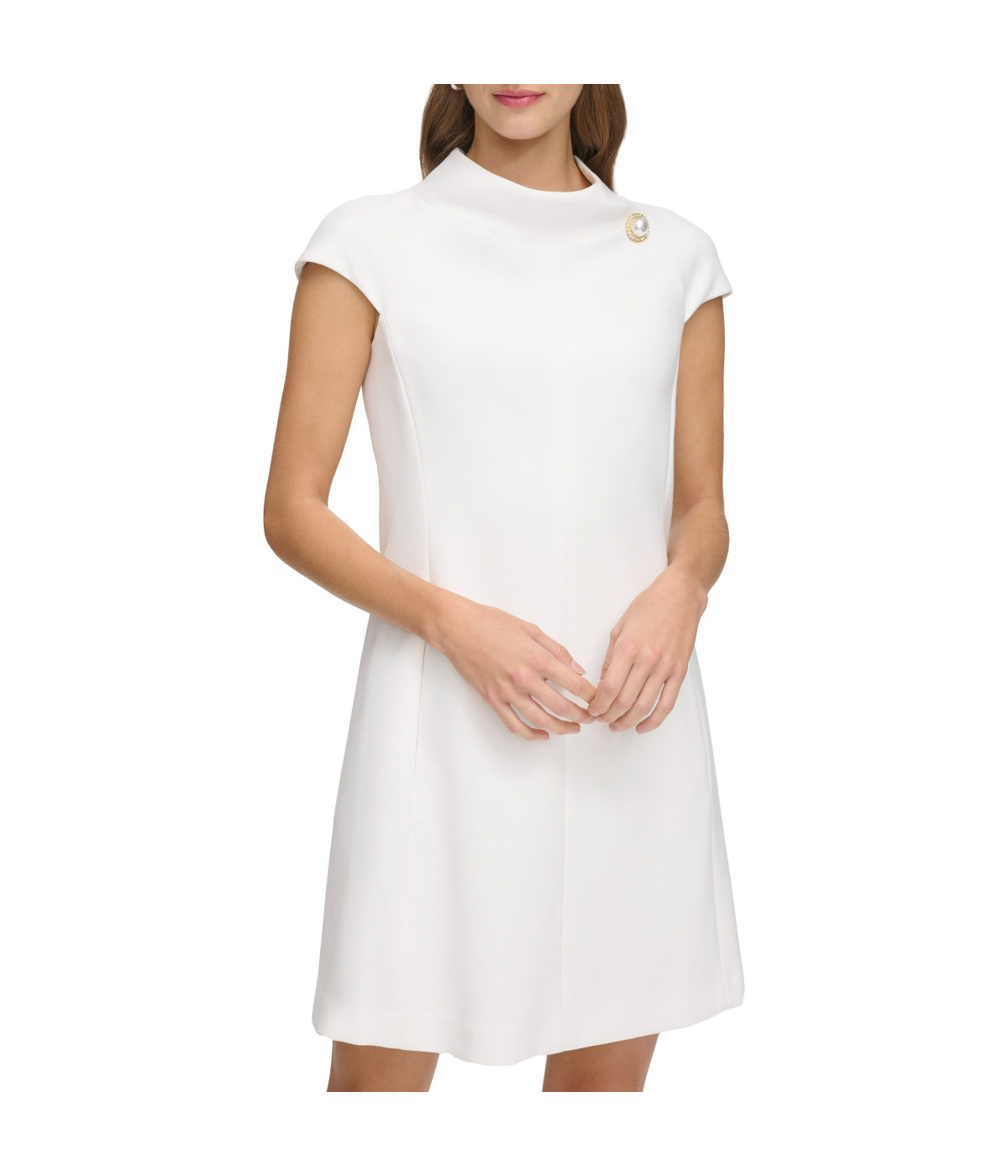 Cap Sleeve Roll Neck Shift Ivory