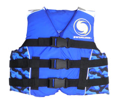 15" Blue USCG Approved Swimming Pool Cool in Camouflage Child Life Jacket Vest-Up to 90 Lbs