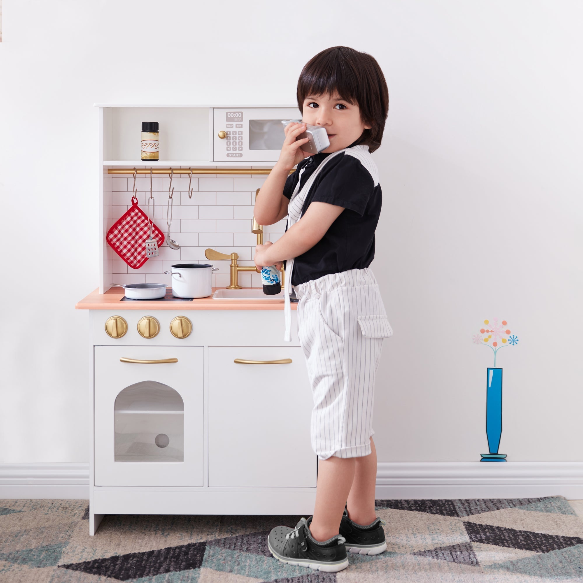  Teamson Kids Teamson Kids - Little Chef Boston Modern Play Kitchen - White / Wood - Bonton