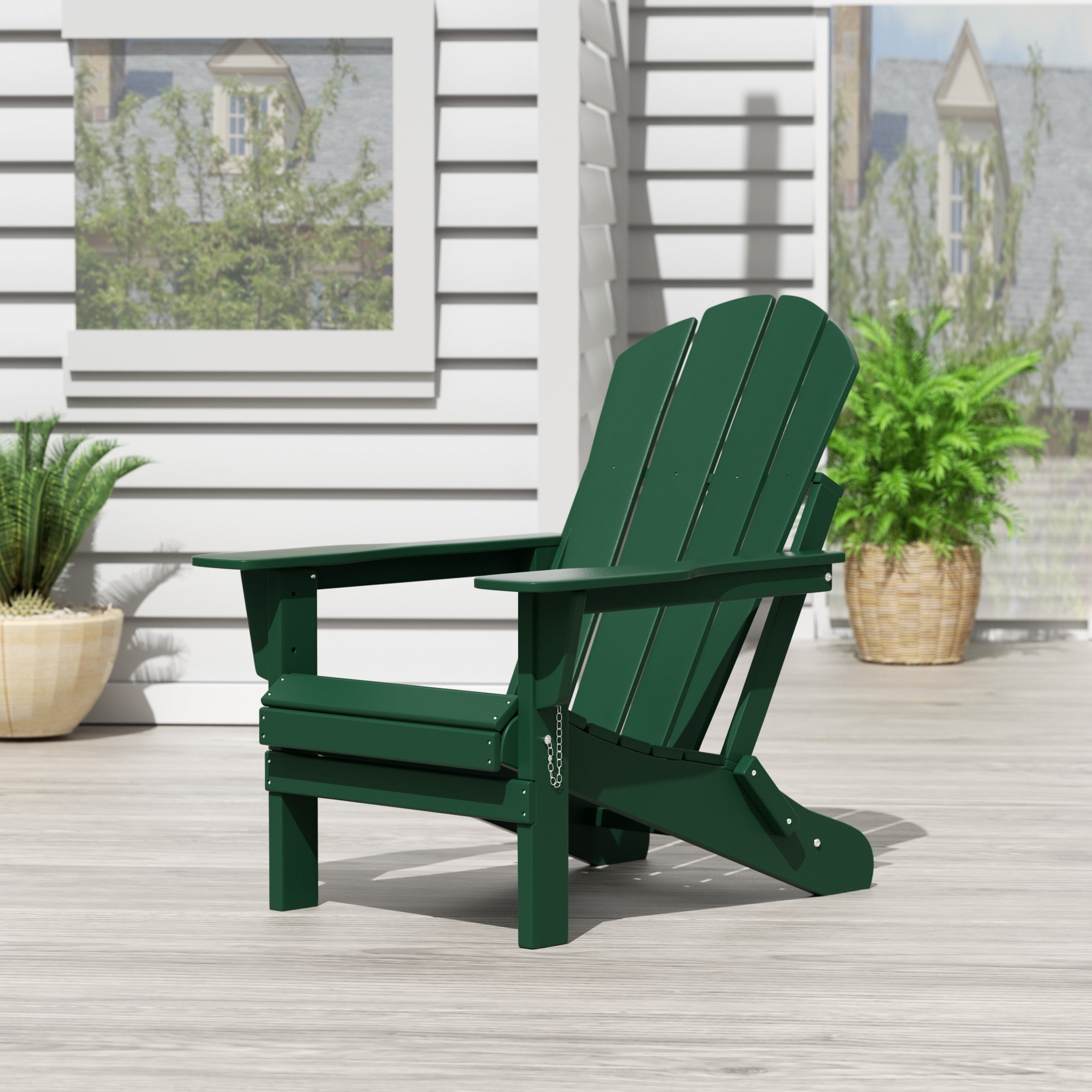  Westin Furniture Outdoor Folding Poly Adirondack Chair - Black - Bonton