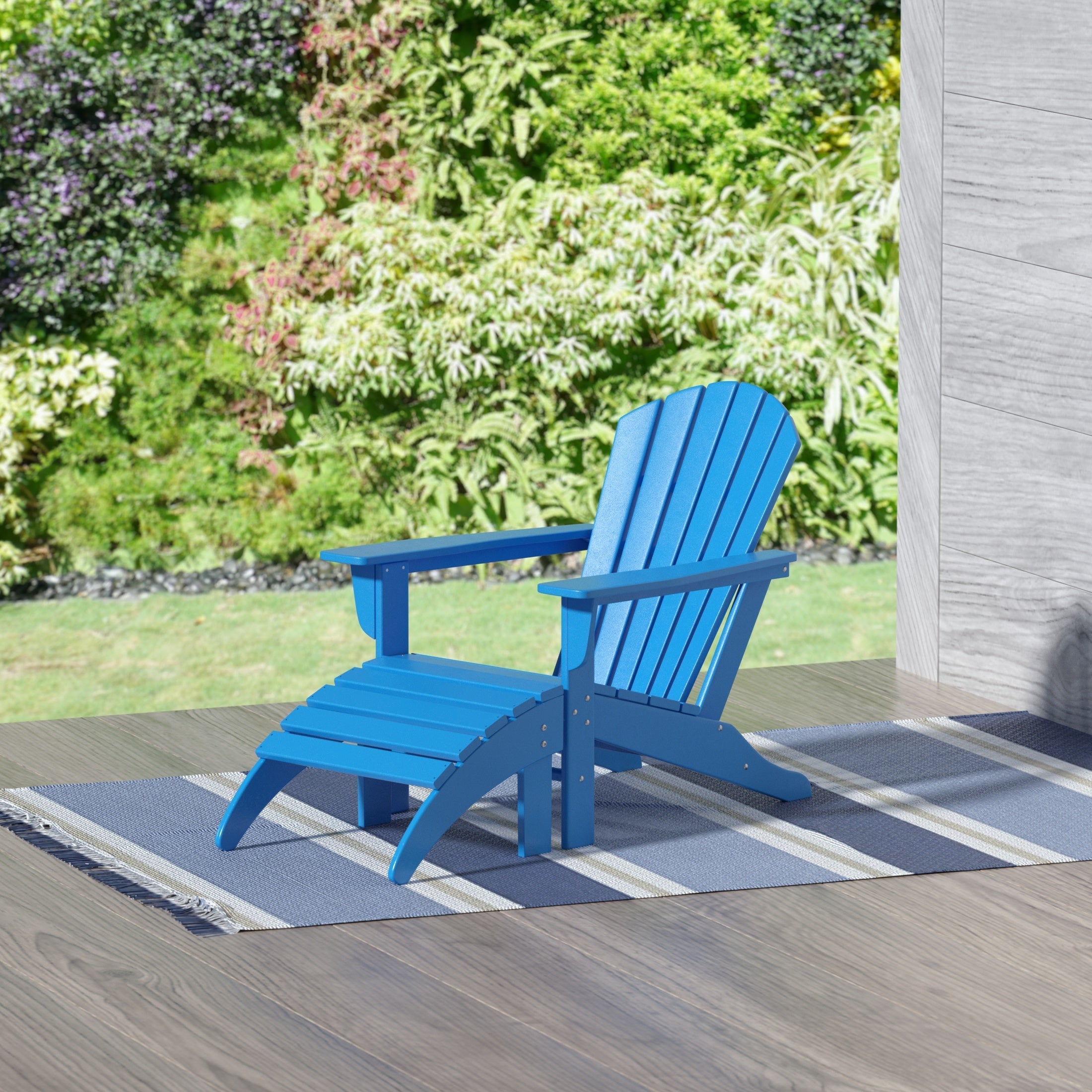  Westin Furniture Altura Outdoor Adirondack Chair with Ottoman 2-Piece Set - Pacific Blue - Bonton