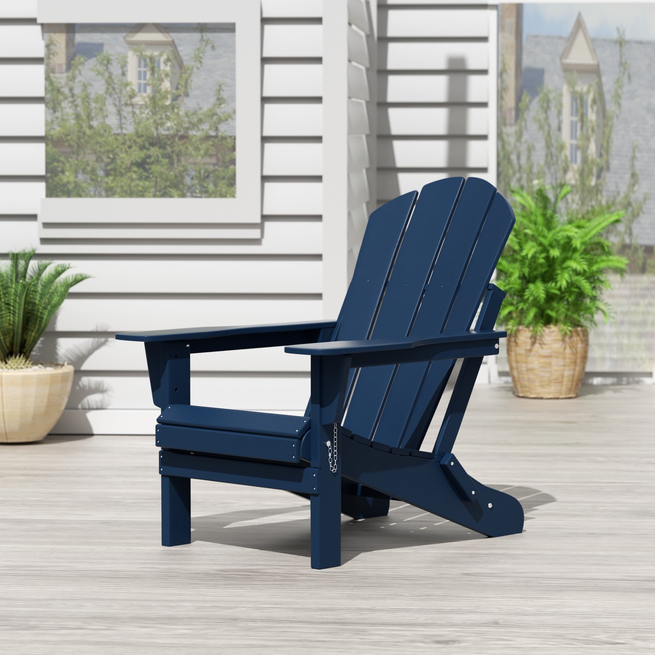  Westin Furniture Outdoor Folding Poly Adirondack Chair - Black - Bonton