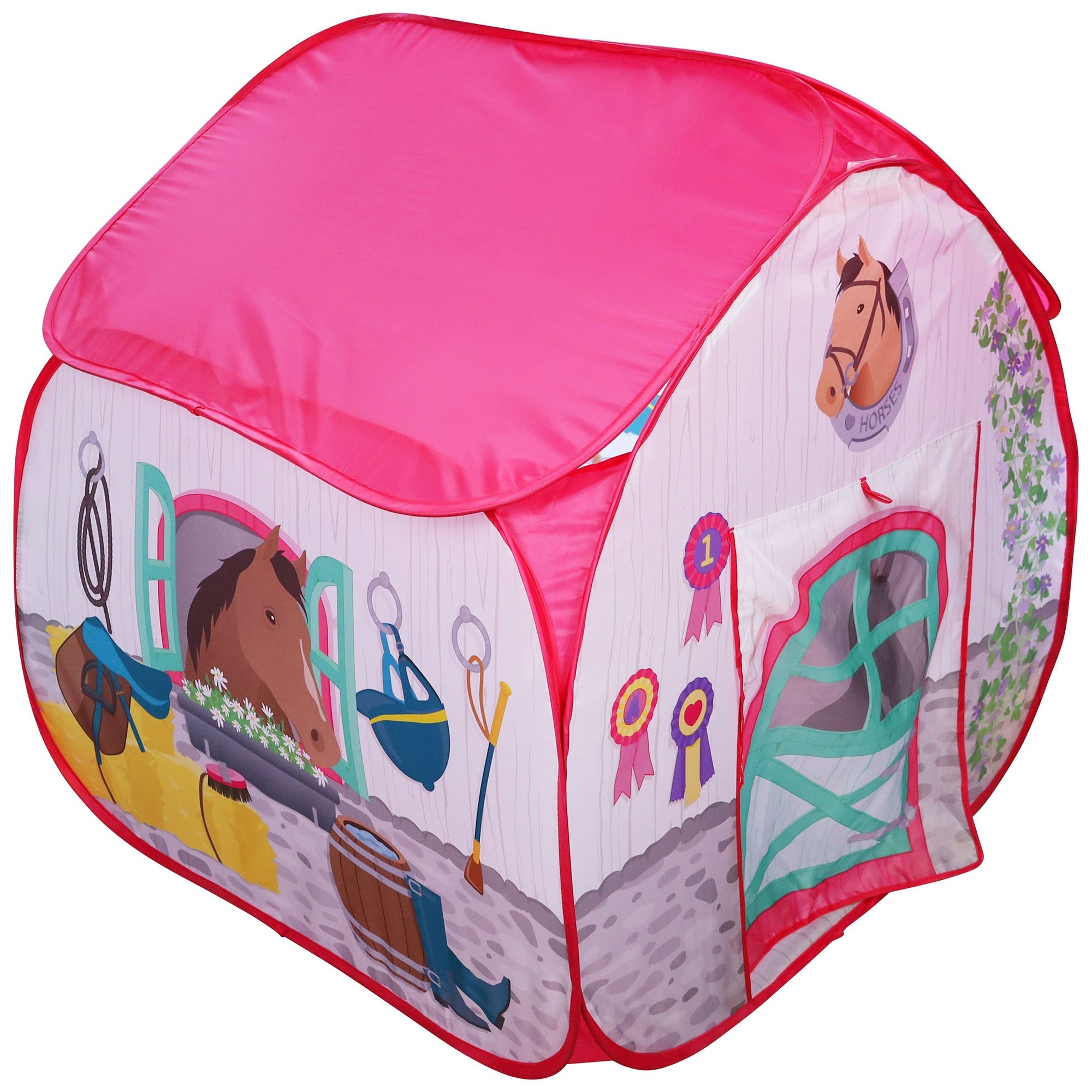  Fun2Give Pop It Up: Horse Stable - Pop-Up Playtent - Fun2Give Indoor Playhouse, Front & Back Doors, Spacious Interior, Pretend Play, Toddlers & Kids Ages 3+ - Multi - Bonton