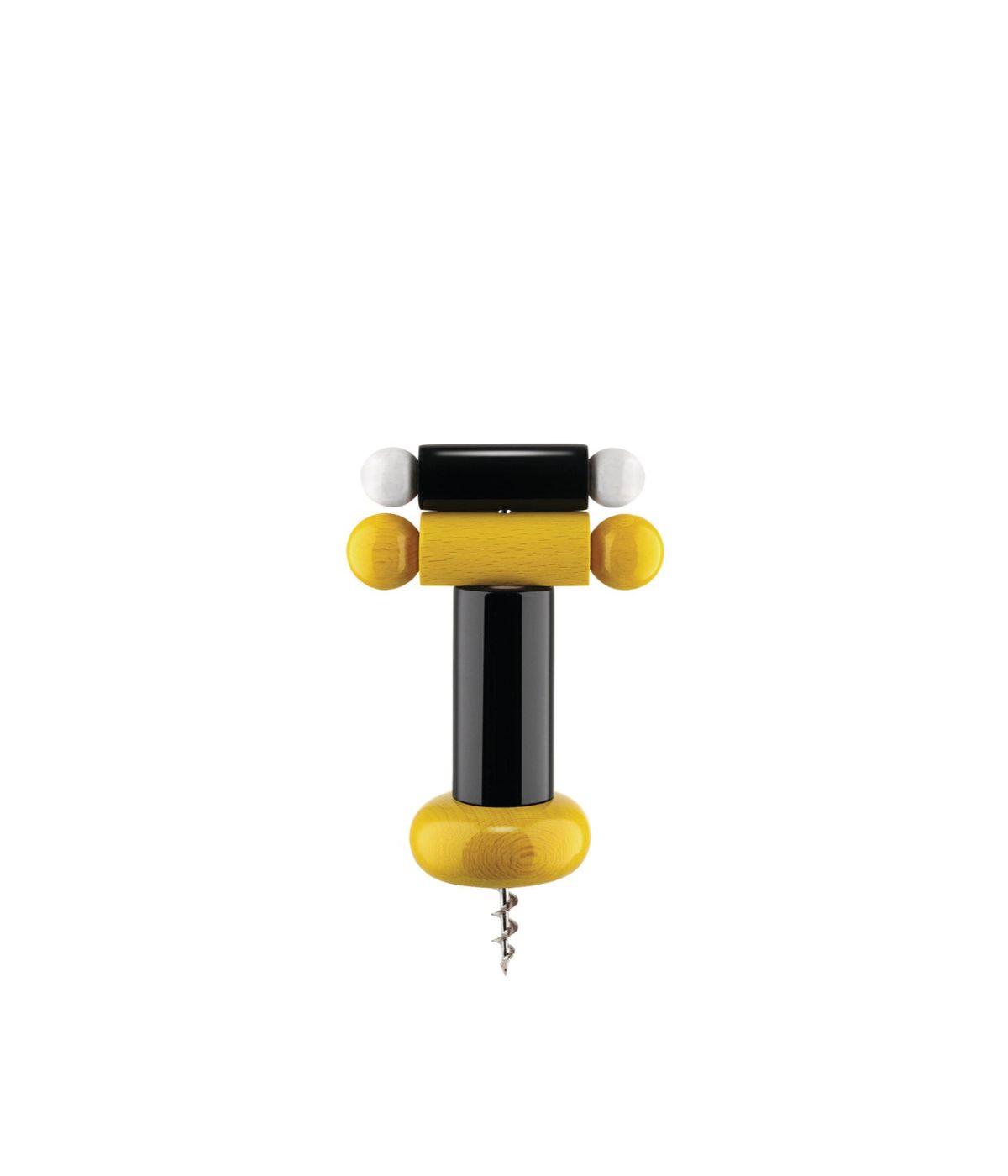  Alessi Beechwood Eco Corkscrew - Black/Yellow/White - Bonton