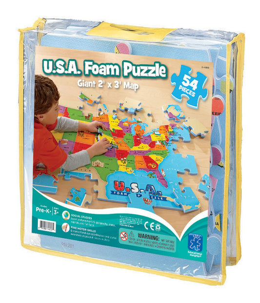 USA Foam Map Floor Puzzle: 54 Pcs Multi