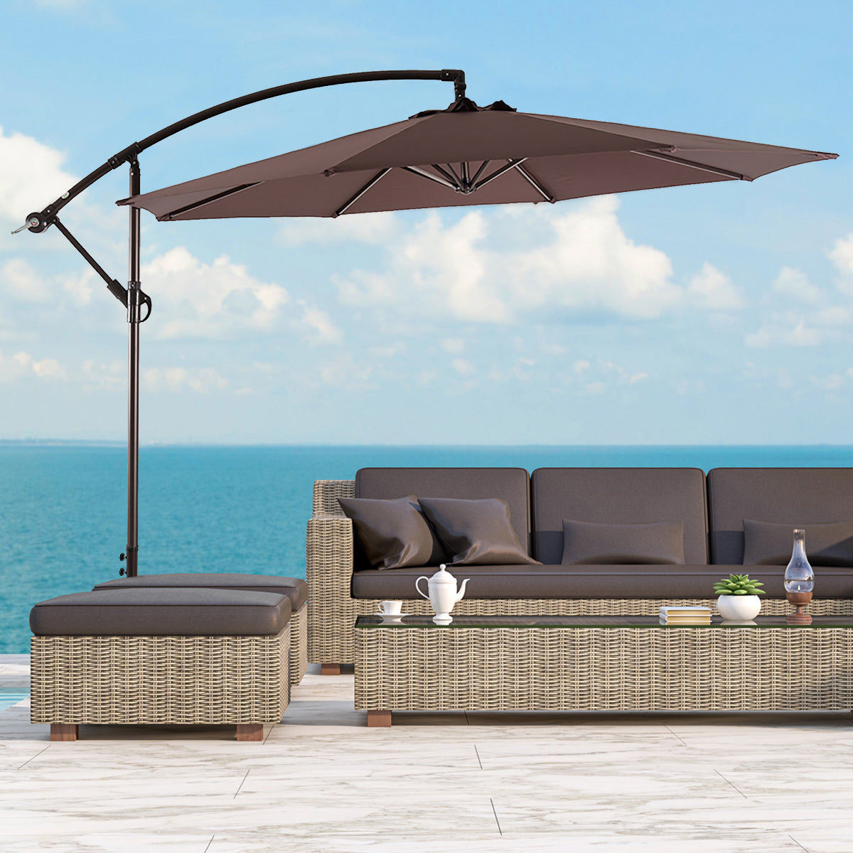  Westin Furniture 10 Ft Outdoor Patio Cantilever Offset Umbrella - Gray - Bonton