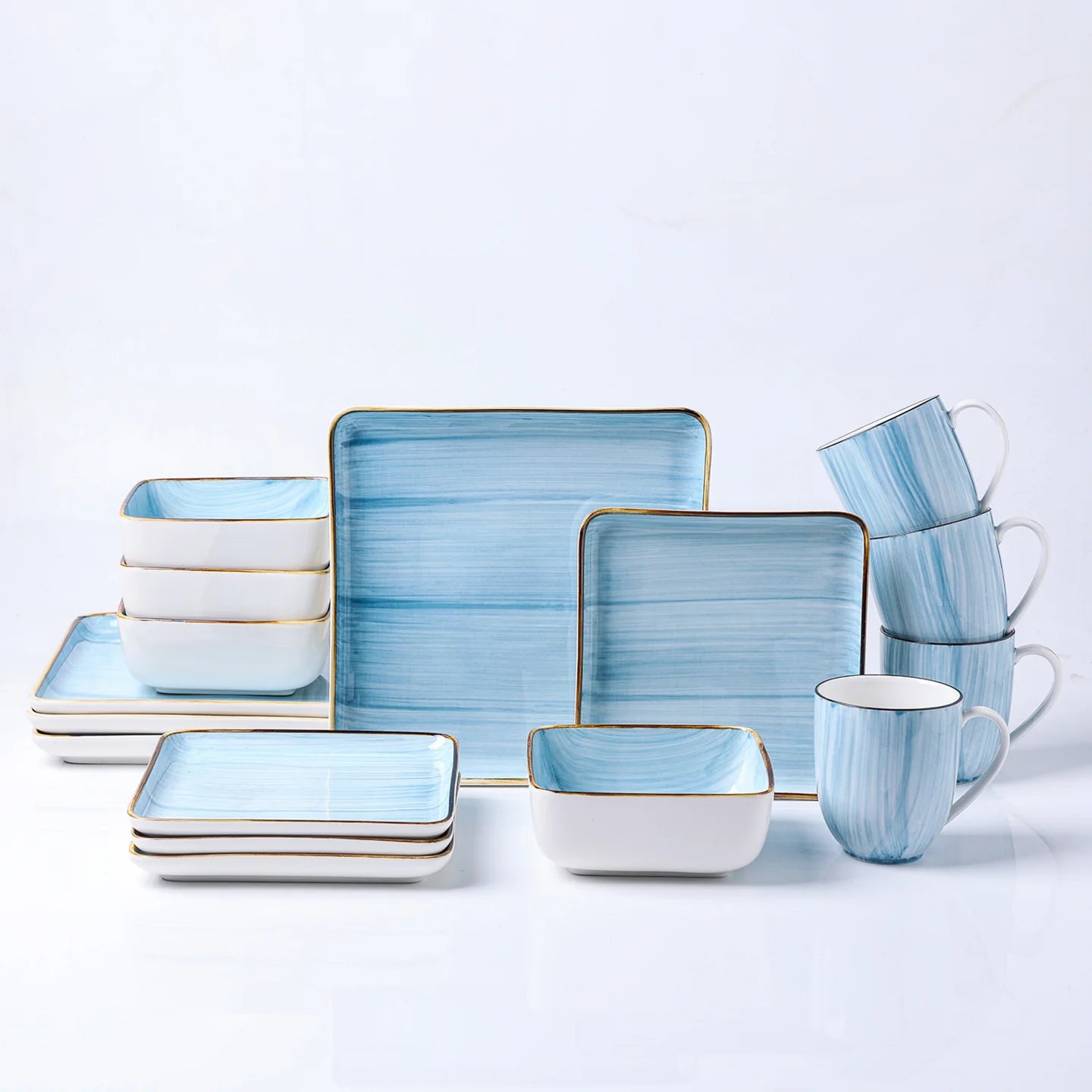  Stone + Lain Esmeralda 32-Piece Dinnerware Set Porcelain - Light Blue - Bonton