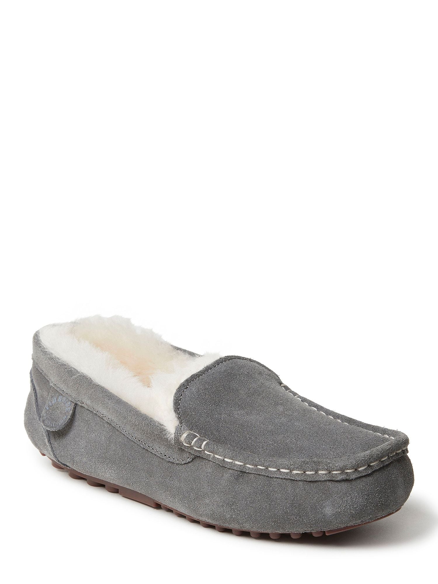  Dearfoams Fireside by Women's Mel Water Resistant Indoor/Outdoor Shearling Moccasin Slipper - Beige - Bonton