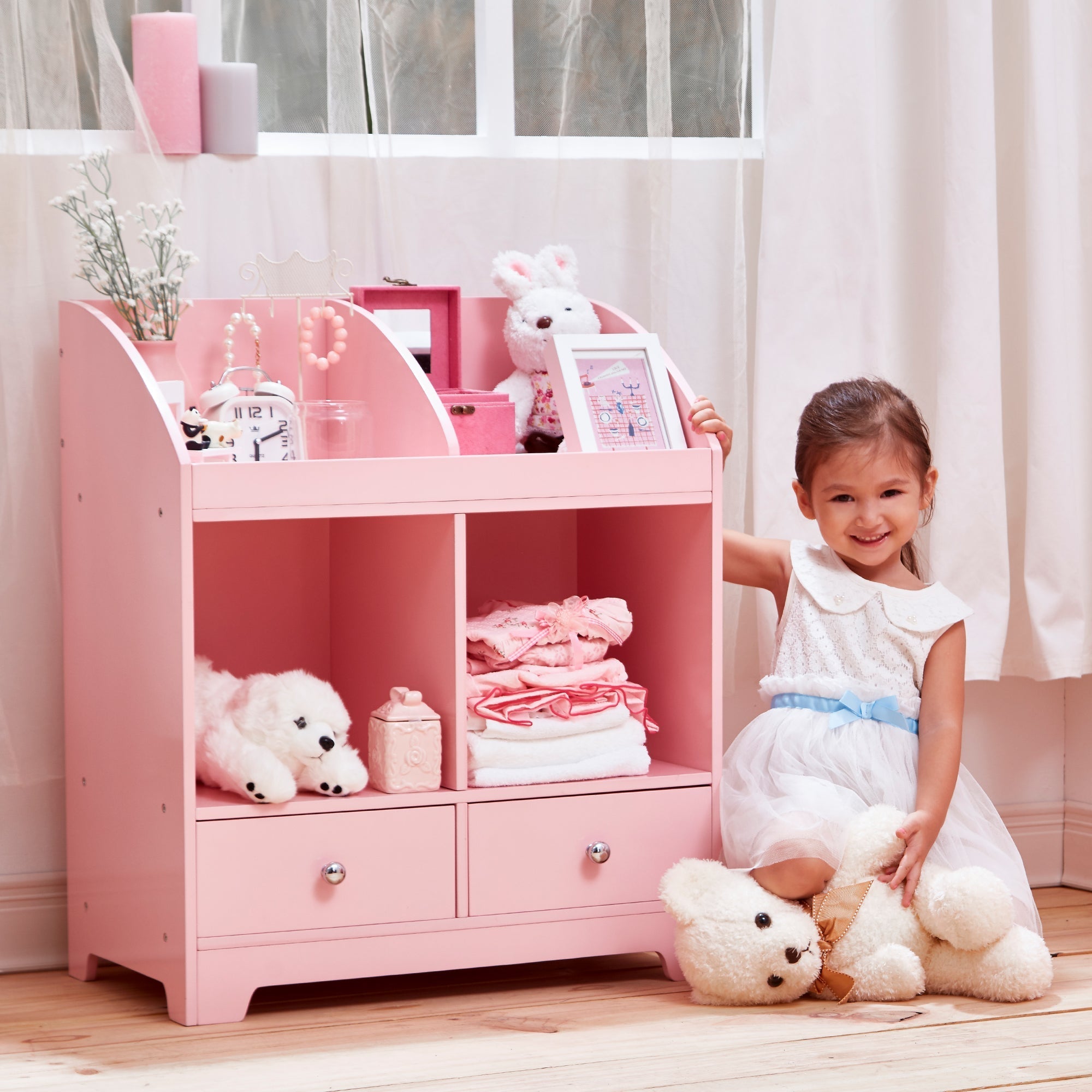  Teamson Kids Fantasy Fields - Little Princess Cindy Toy Cubby Storage - Pink - Bonton